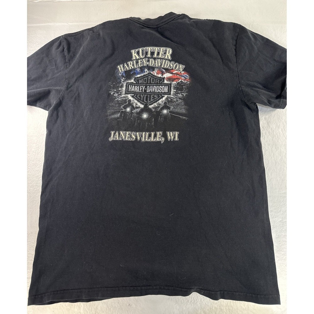 Harley-Davidson  T-Shirt Mens LARGE 2010 Black Kutter‎ Wisconsin Short Sleeve